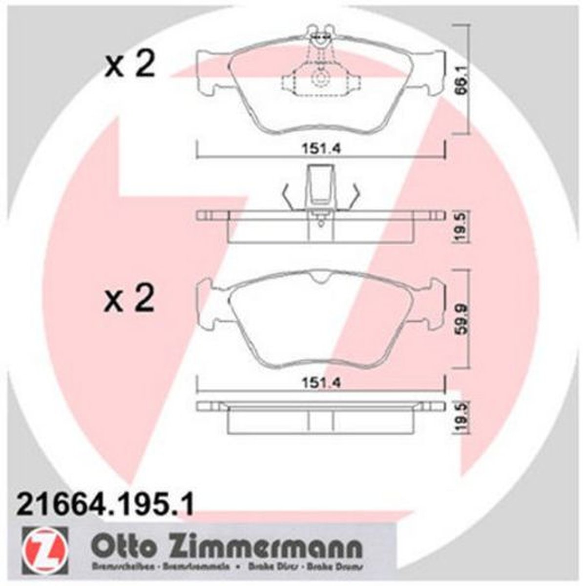 Zimmermann Brake Pad Front Set 21664.195.1