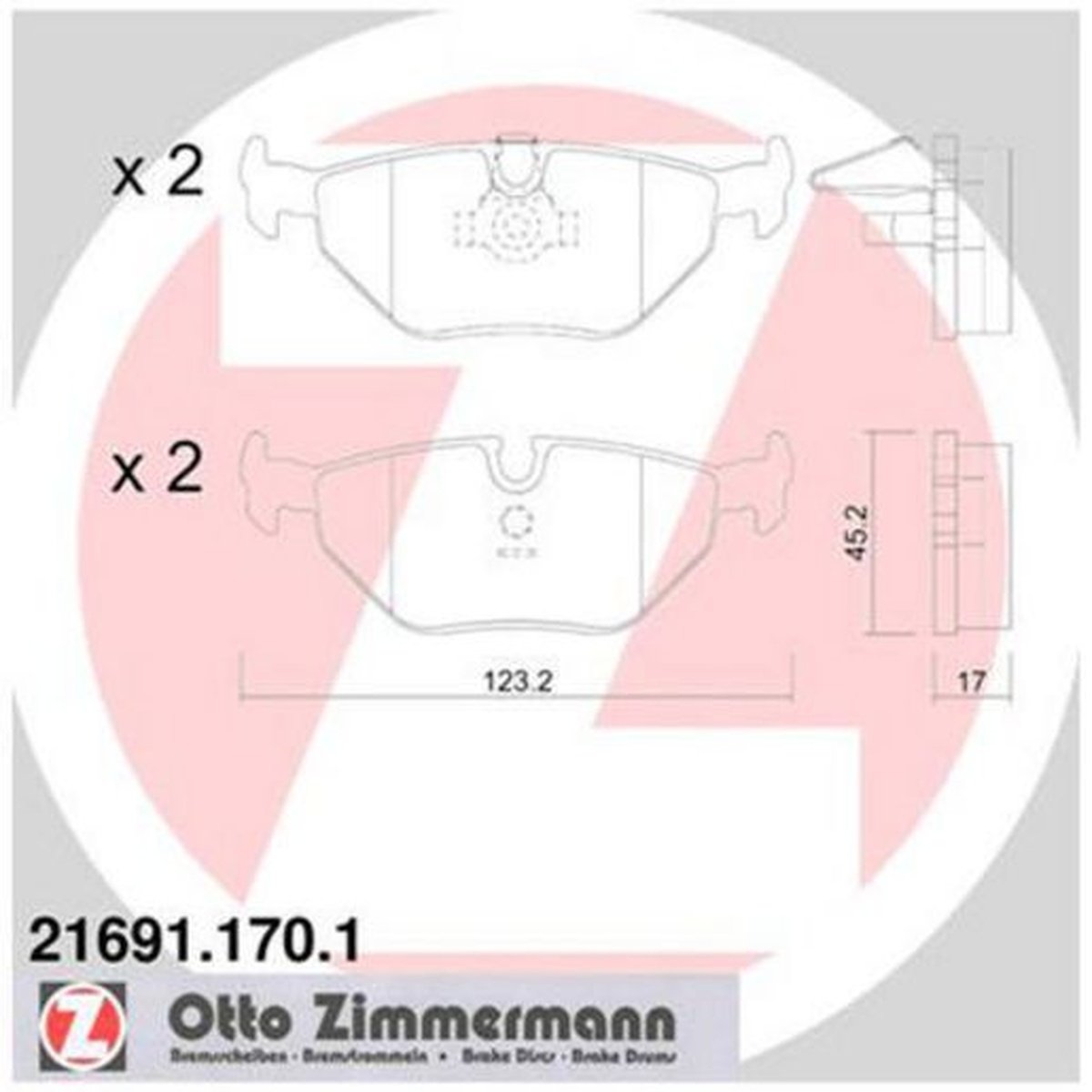 Zimmermann Brake Pad Rear Set 21691.170.1