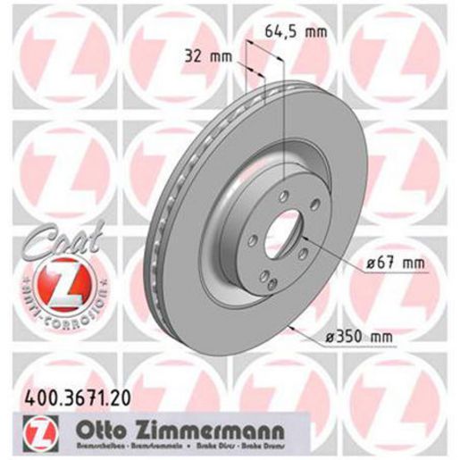 Zimmermann OE Coat Z Brake Rotor Single 350mm Front 219 421 01 12