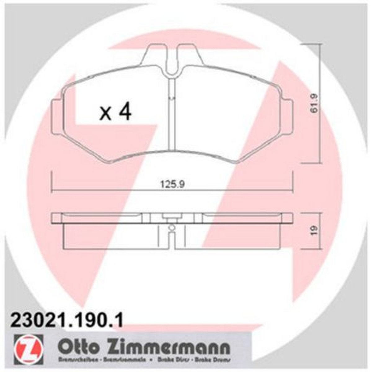 Zimmermann Brake Pad Rear Set 23021.190.1