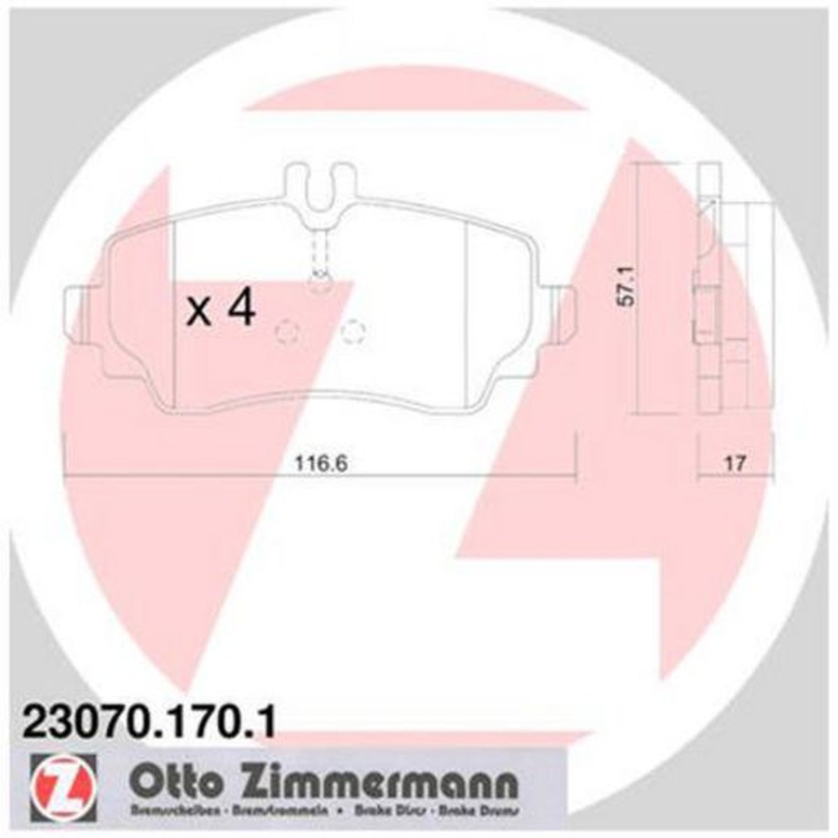 Zimmermann Brake Pad Front Set 23070.170.1
