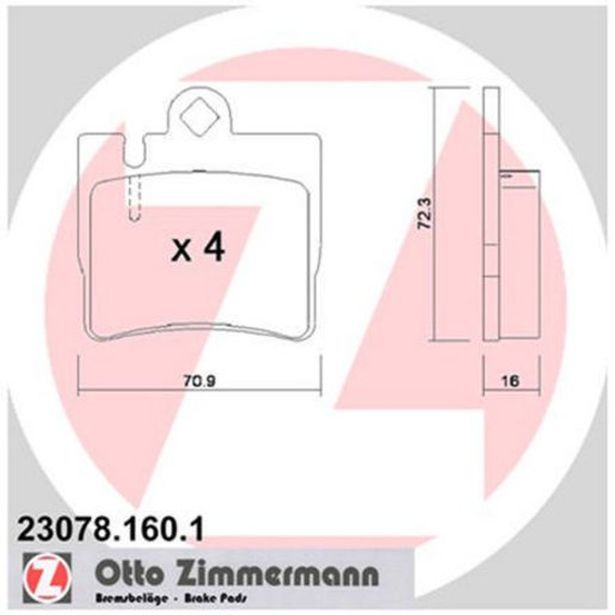 Zimmermann Brake Pad Rear Set 23078.160.1