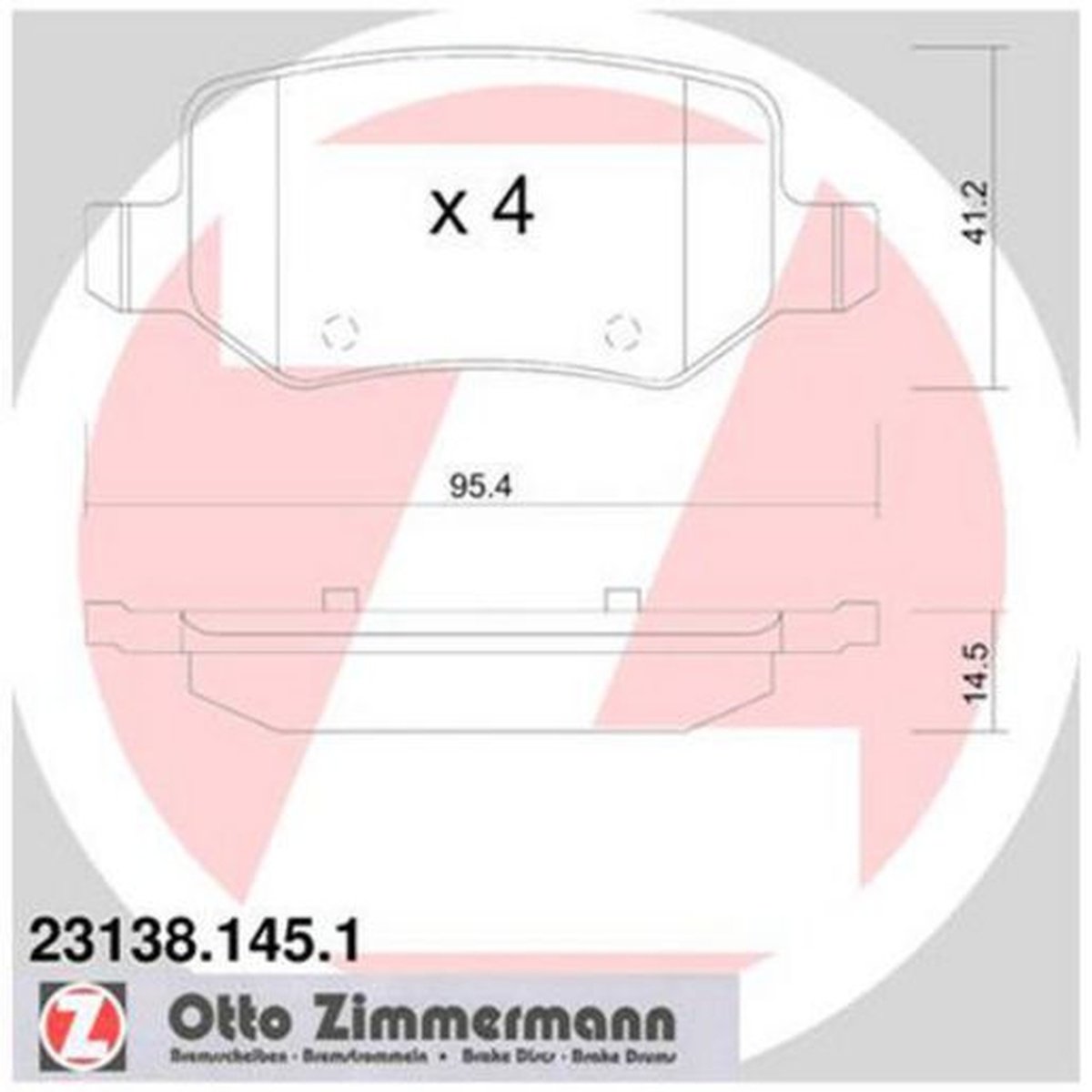 Zimmermann Brake Pad Rear Set 23138.145.1