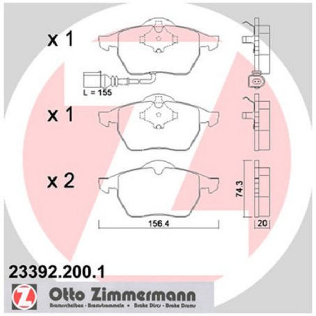 Zimmermann Brake Pad Front Set 23392.200.1