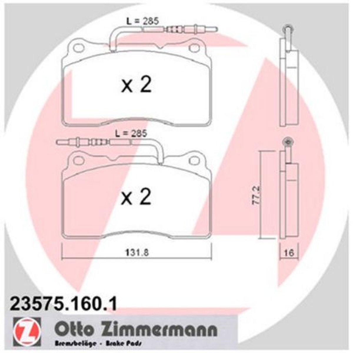 Zimmermann Brake Pad Front Set 23575.160.1