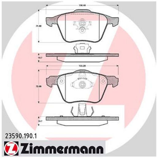 Zimmermann Brake Pad Front Set 23590 190 1