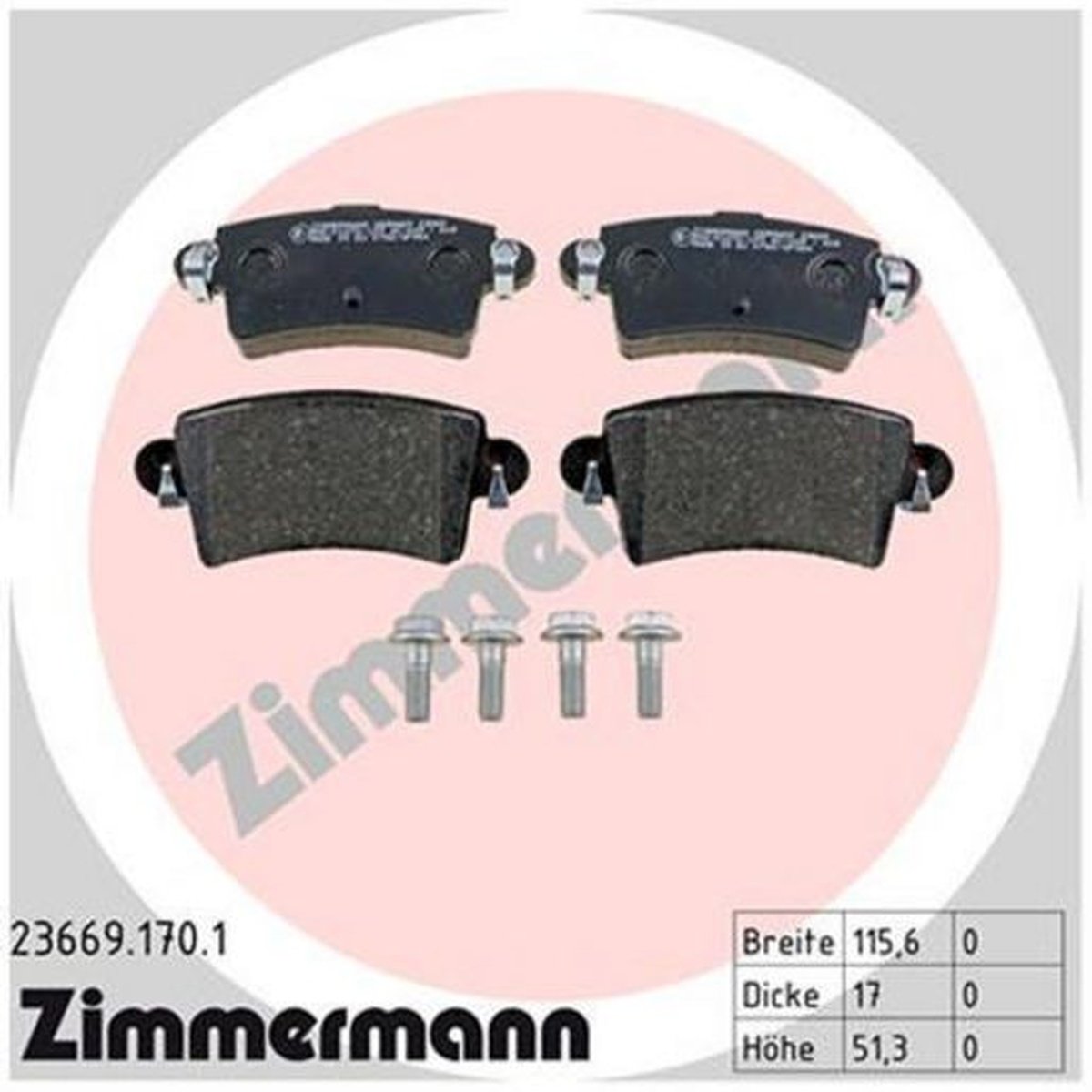 Zimmermann Brake Pad Rear Set 23669.170.1