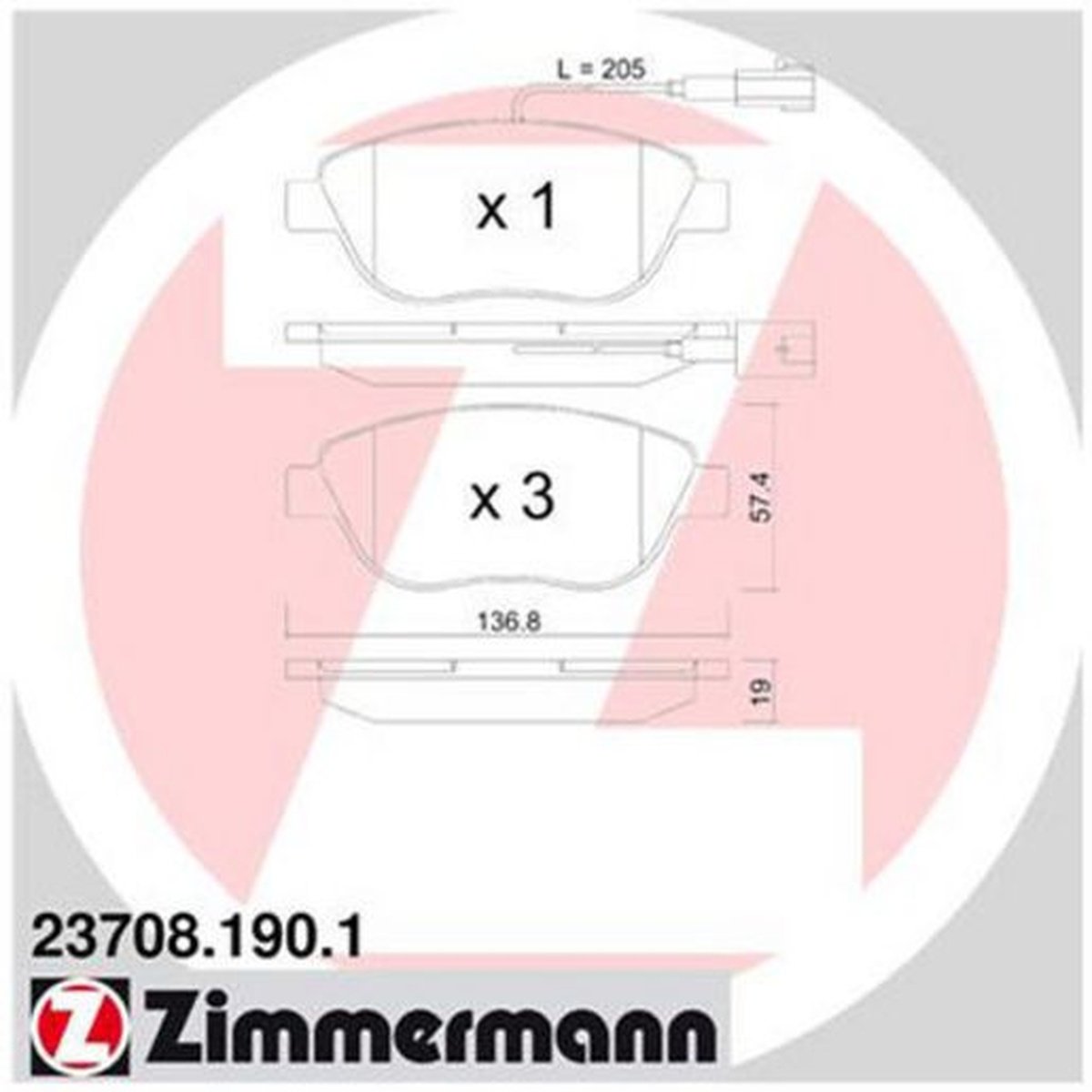 Zimmermann Brake Pad Front Set 23708.190.1