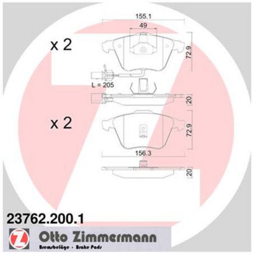 Zimmermann Brake Pad Front Set 23762.200.1