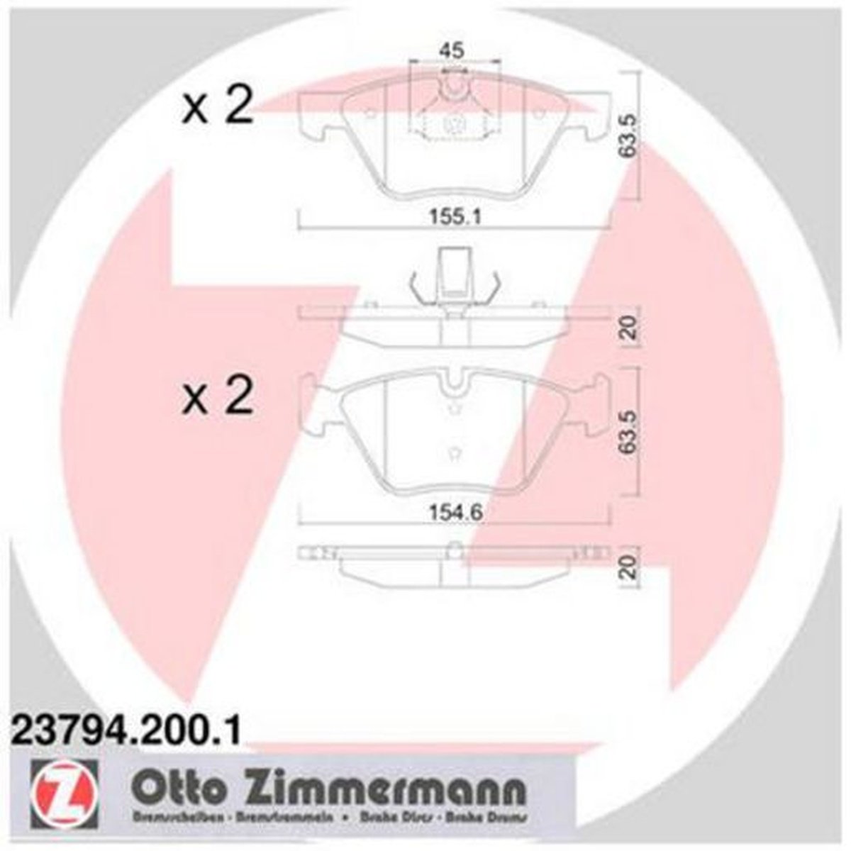 Zimmermann Brake Pad Front Set 23794.200.1
