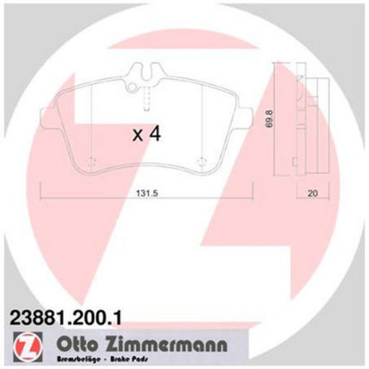 Zimmermann Brake Pad Front Set 23881.200.1