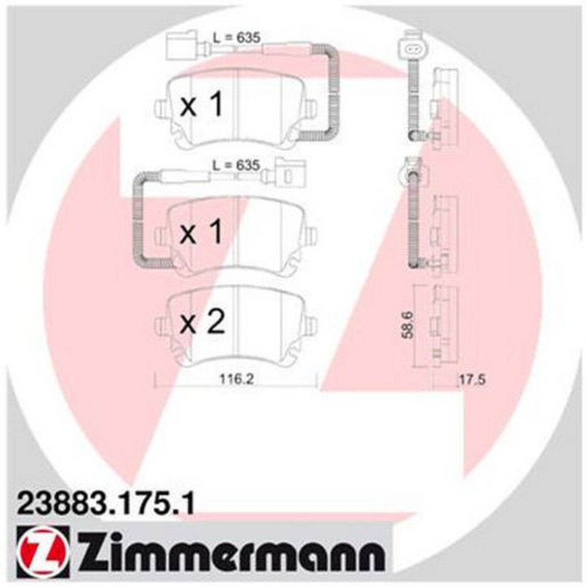 Zimmermann Brake Pad Rear Set 23883.175.1