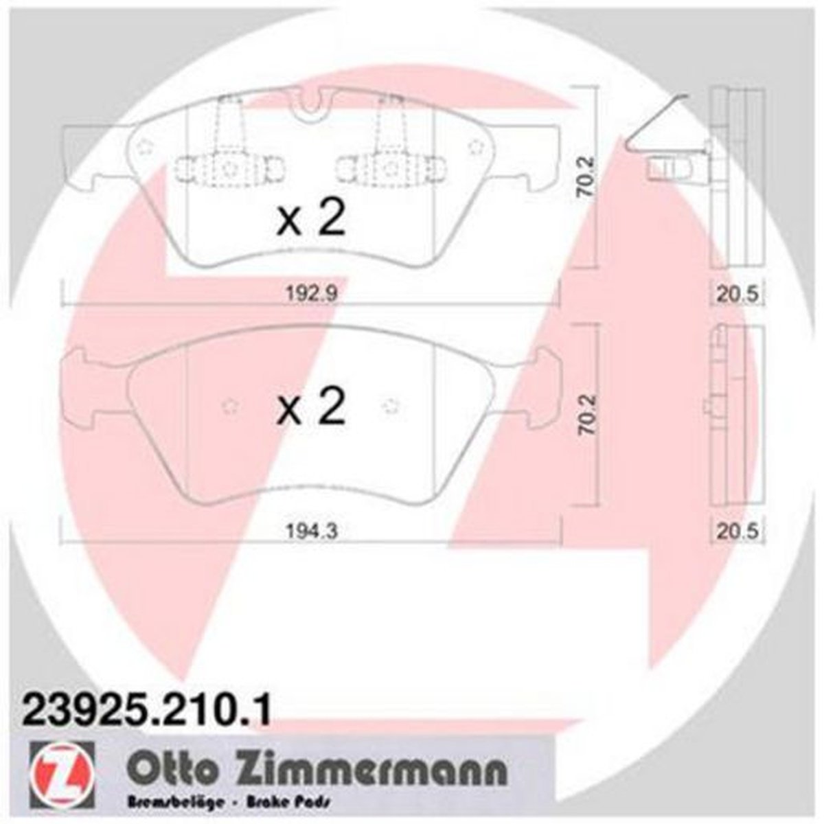 Zimmermann Brake Pad Front Set 23925.210.1