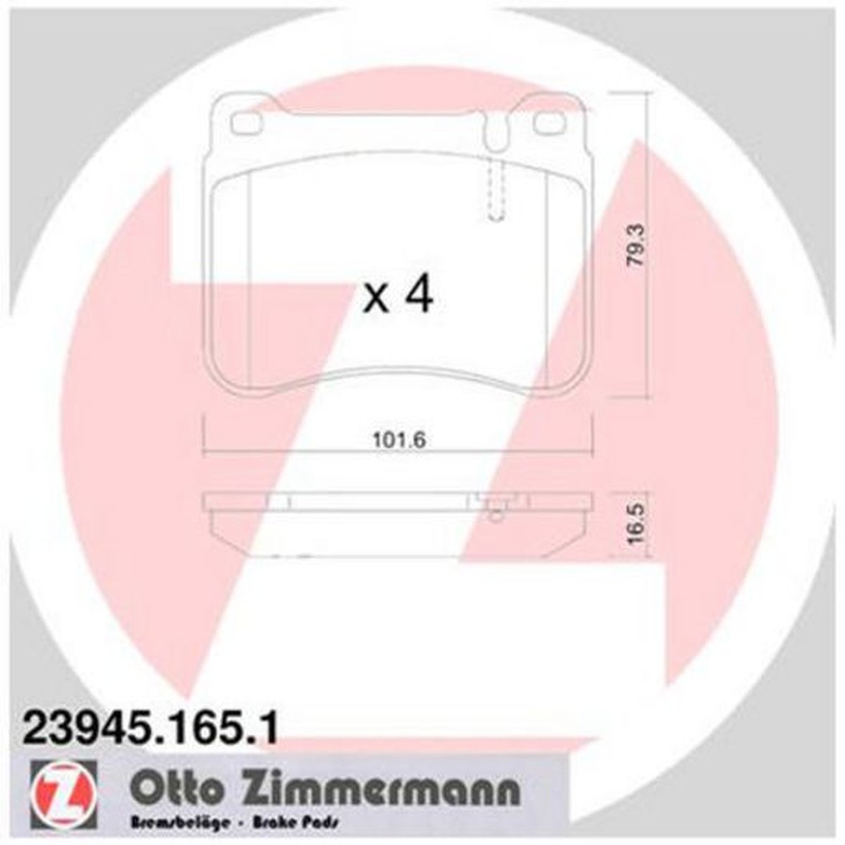Zimmermann Brake Pad Front Set 23945.165.1
