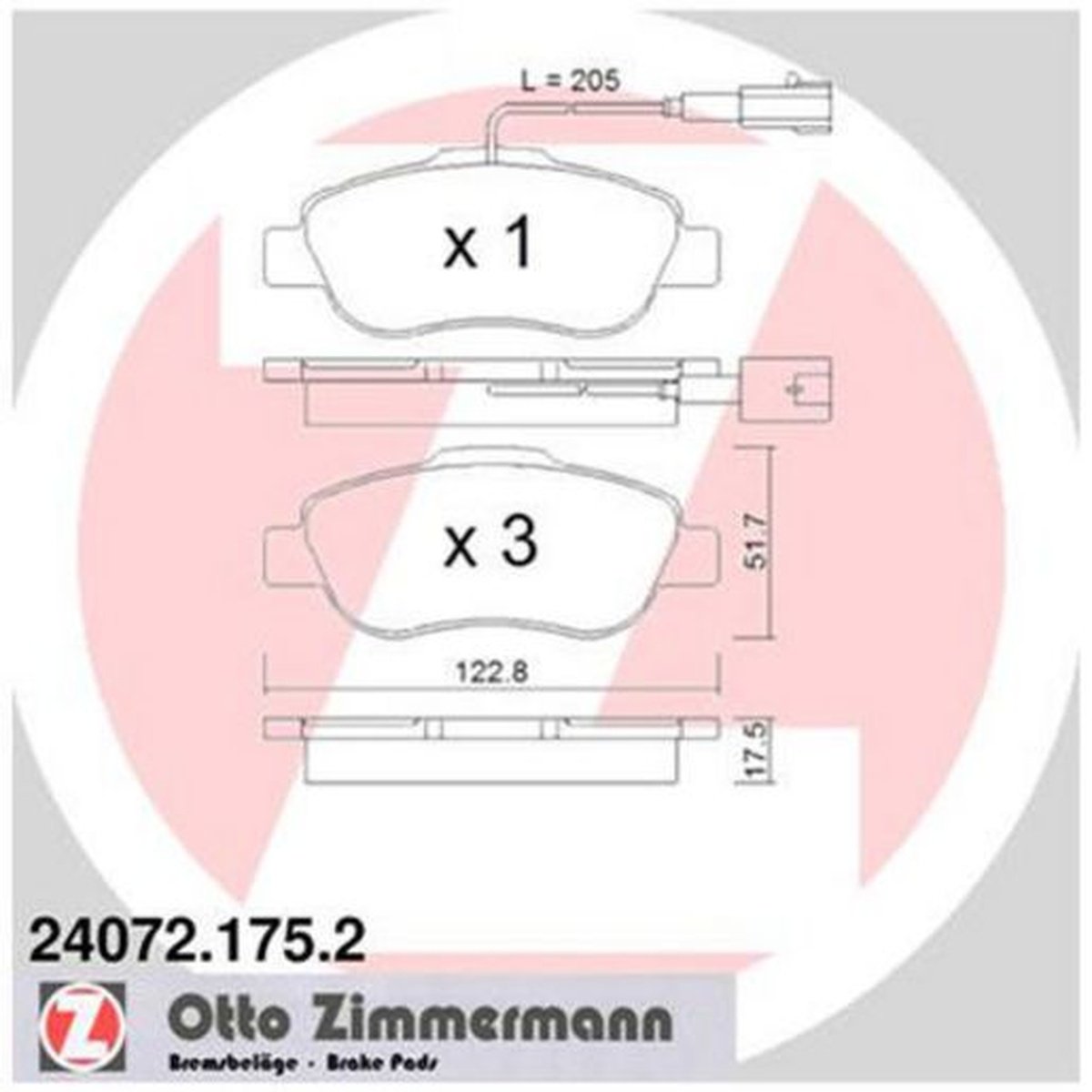 Zimmermann Brake Pad Front Set 24072.175.2