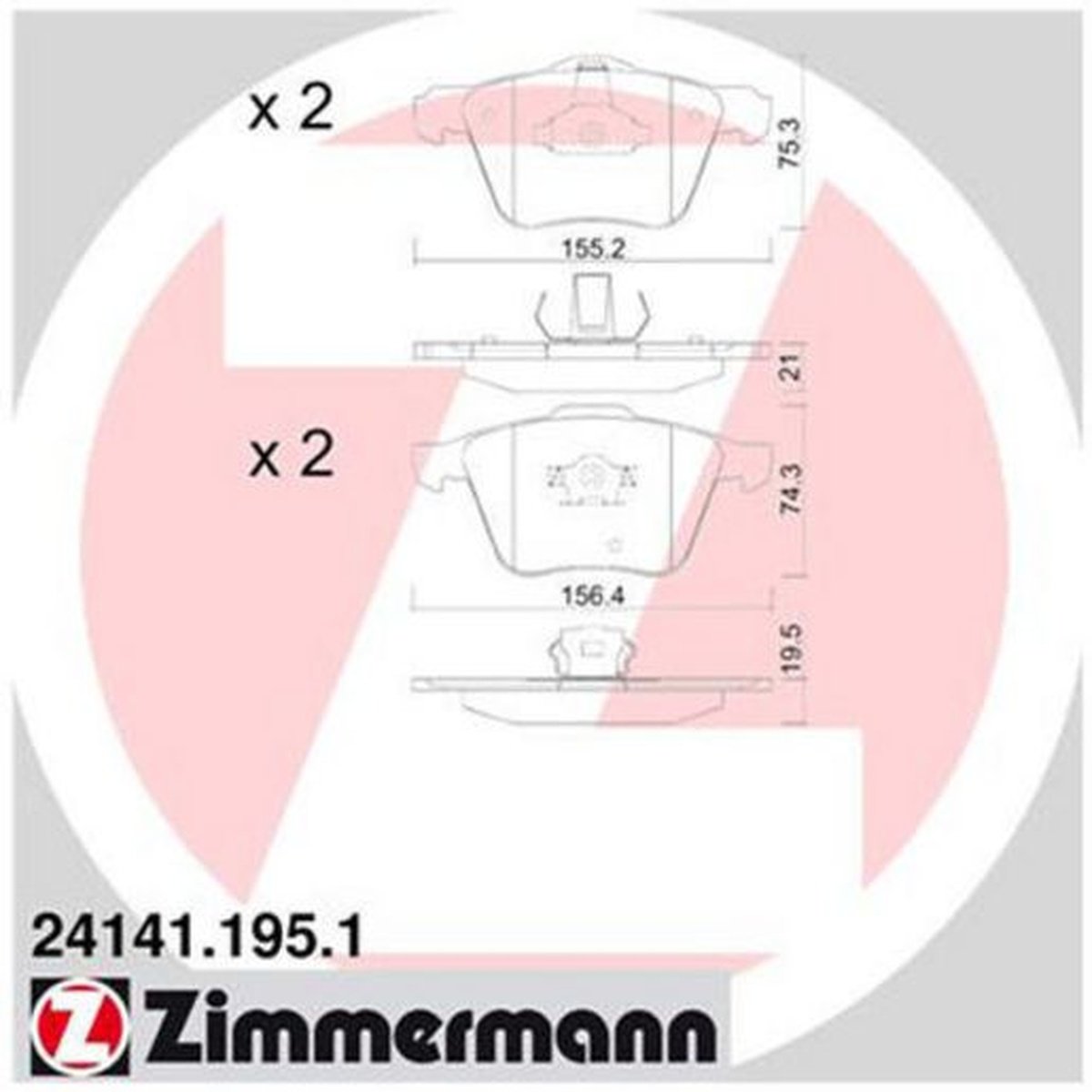 Zimmermann Brake Pad Front Set 24141.195.1