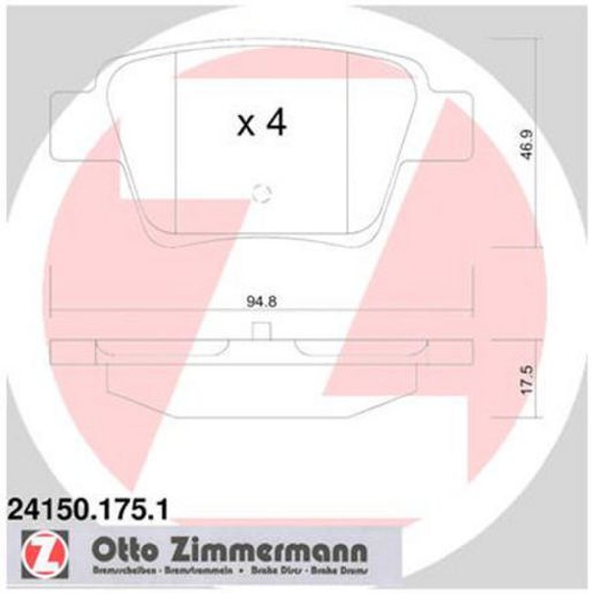 Zimmermann Brake Pad Rear Set 24150.175.1