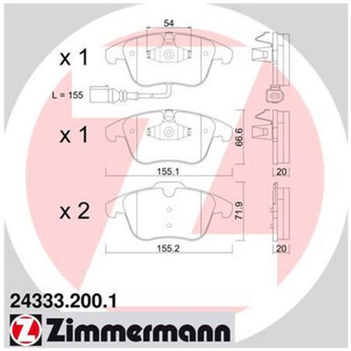 Zimmermann Brake Pad Front Set 24333.200.1