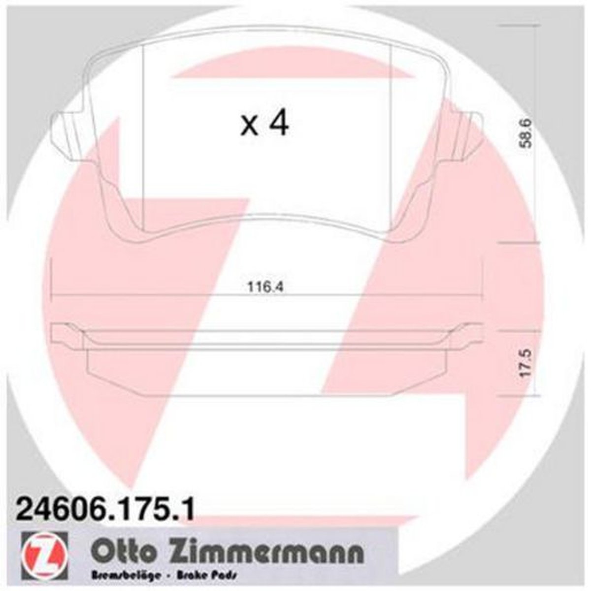 Zimmermann Brake Pad Rear Set 24606.175.1