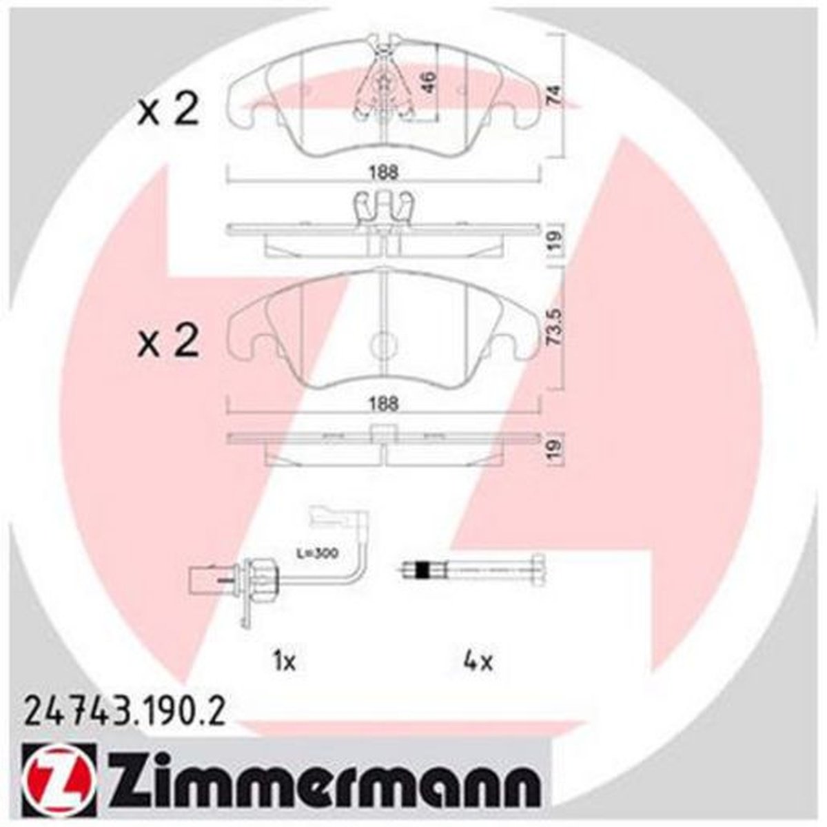Zimmermann Brake Pad Front Set 24743.190.2
