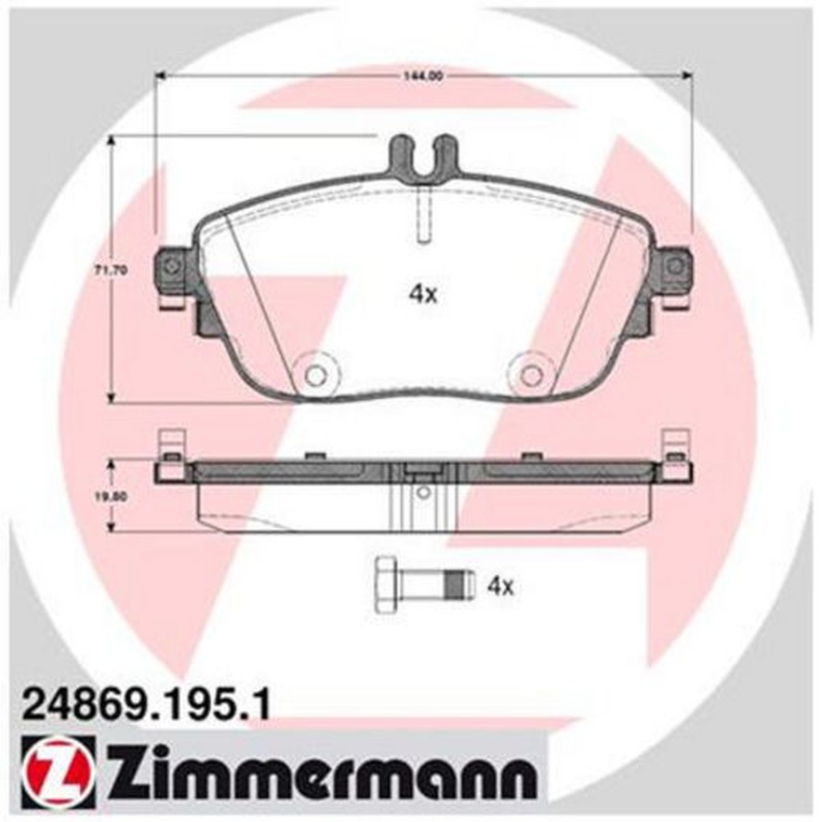 Zimmermann Brake Pad Front Set 24869.195.1