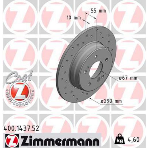 Zimmermann Sport Z Brake Rotor Single 290mm Rear 400.1437.52