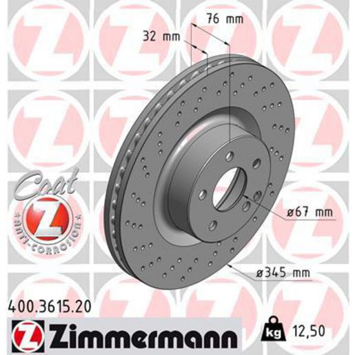 Zimmermann OE Coat Z Brake Rotor Single 345mm Front 400.3615.20