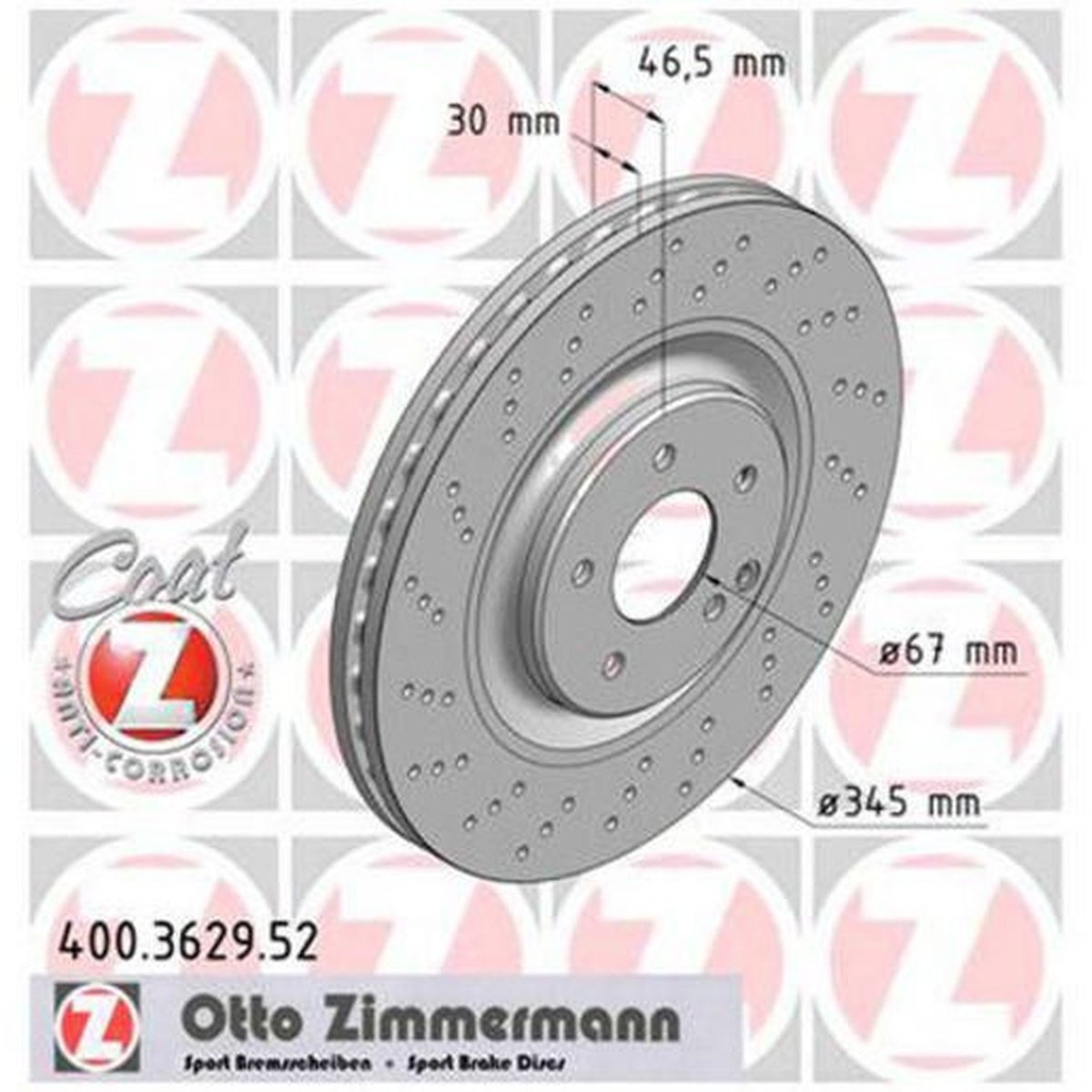 Zimmermann Sport Z Brake Rotor Pair 345mm Front 400.3629.52