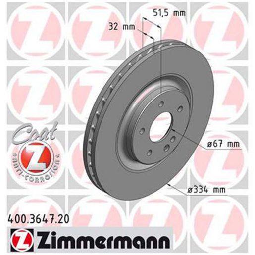Zimmermann OE Coat Z Brake Rotor Pair 334mm Front 400.3647.20