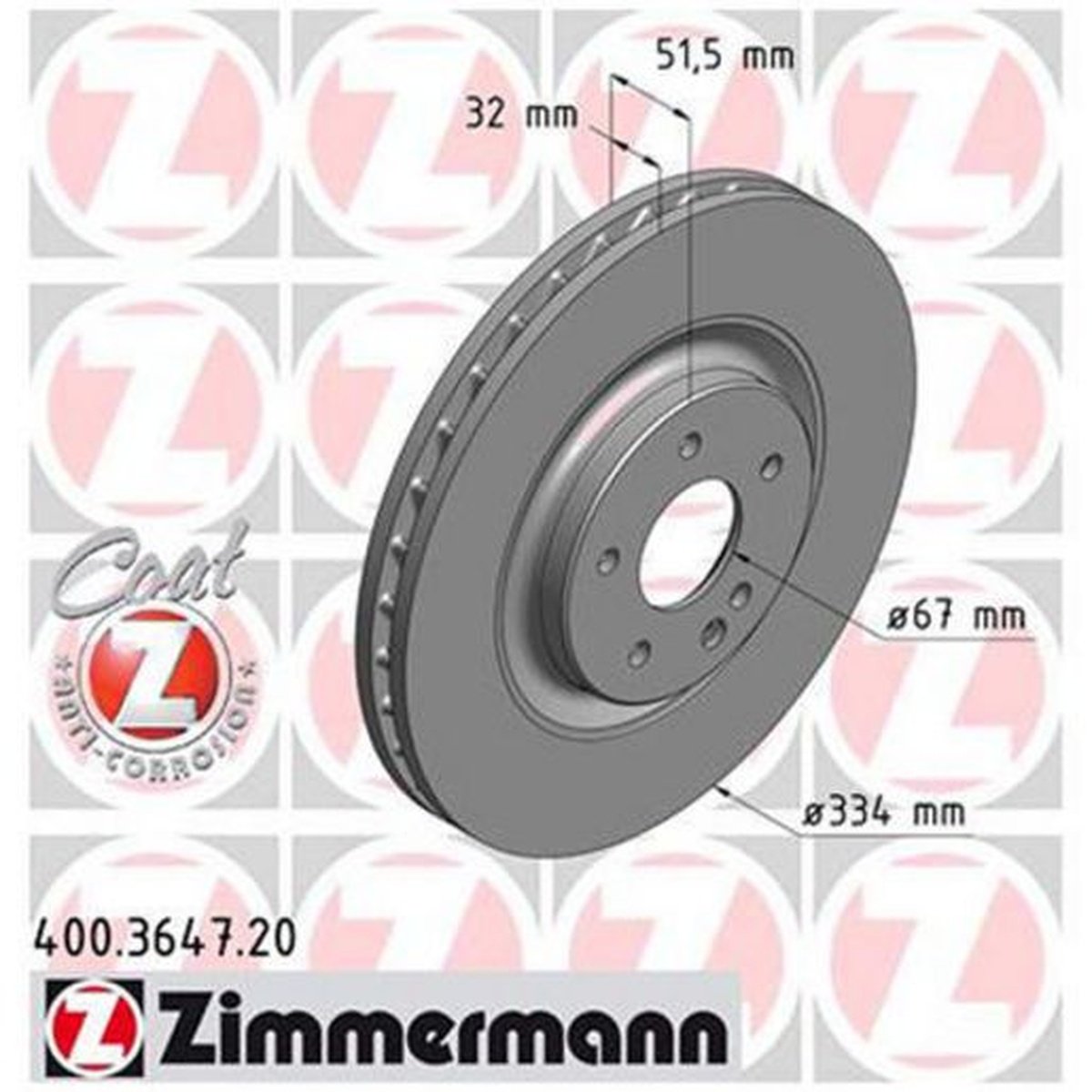 Zimmermann OE Coat Z Brake Rotor Single 334mm Front 400.3647.20