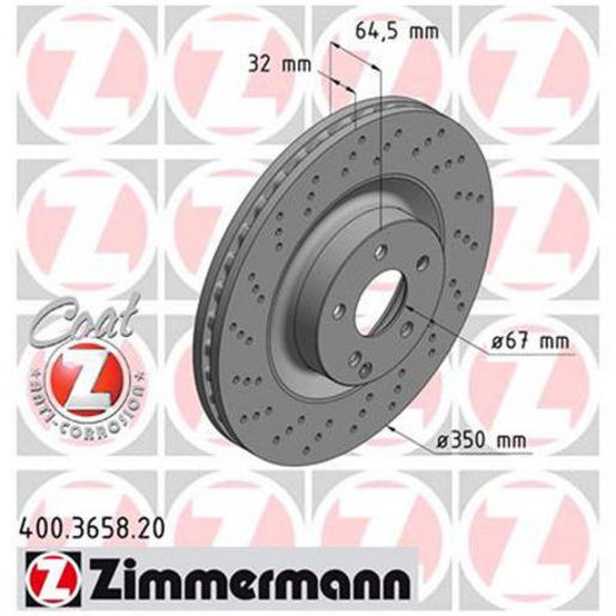 Zimmermann OE Coat Z Brake Rotor Pair 350mm Front 400.3658.20