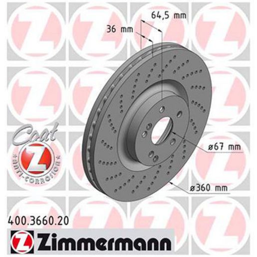 Zimmermann OE Coat Z Brake Rotor Pair 360mm Front 400.3660.20