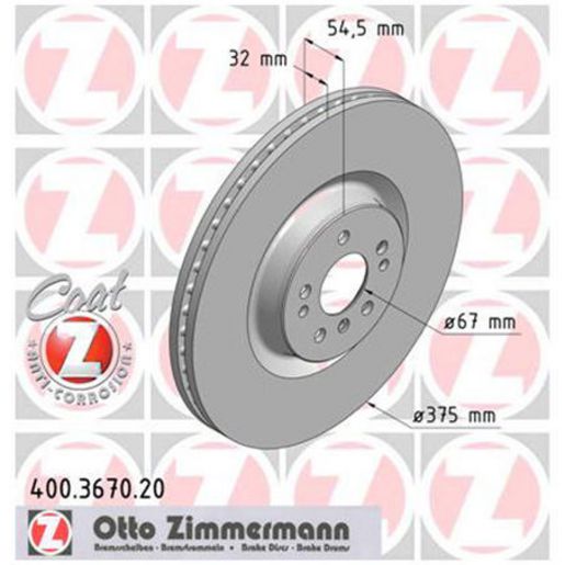 Zimmermann OE Coat Z Brake Rotor Pair 375mm Front 400.3670.20