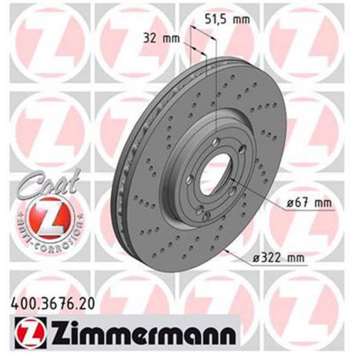 Zimmermann OE Coat Z Brake Rotor Pair 322mm Front 400.3676.20