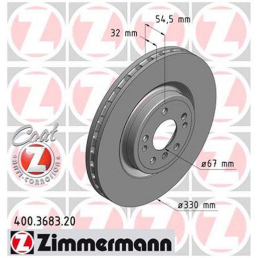 Zimmermann OE Coat Z Brake Rotor Pair 330mm Front 400.3683.20