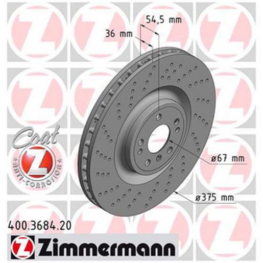 Zimmermann OE Coat Z Brake Rotor Pair 375mm Front 400.3684.20