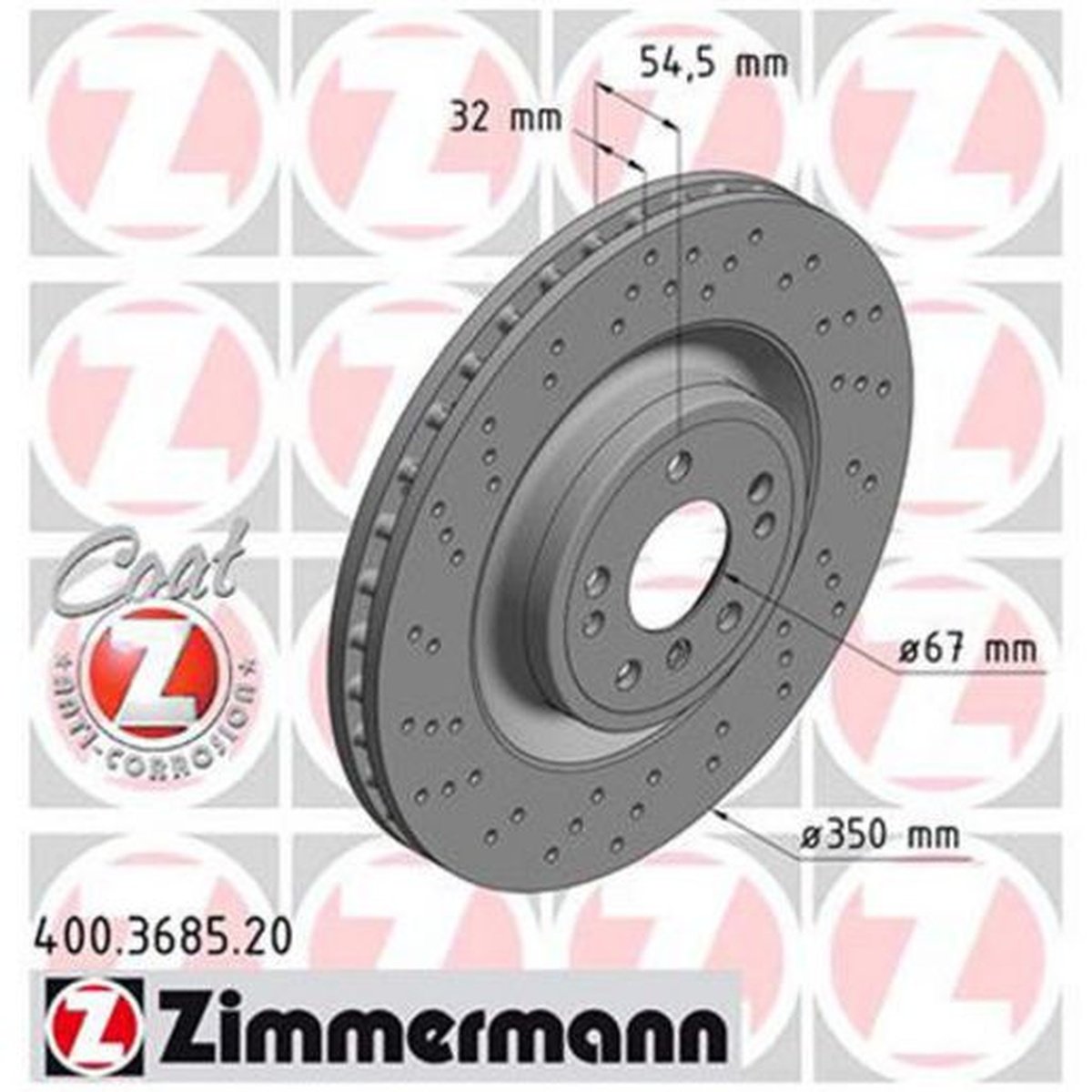 Zimmermann OE Coat Z Brake Rotor Pair 350mm Front 400.3685.20
