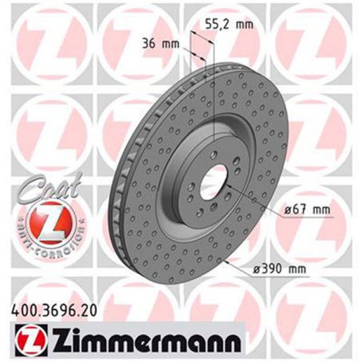 Zimmermann OE Coat Z Brake Rotor Single 390mm Front 400.3696.20