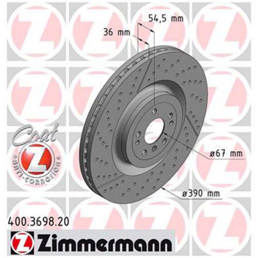 Zimmermann OE Coat Z Brake Rotor Pair 390mm Front 400.3698.20