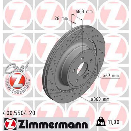 Zimmermann OE Coat Z Brake Rotor Single 360mm Rear 400.5504.20