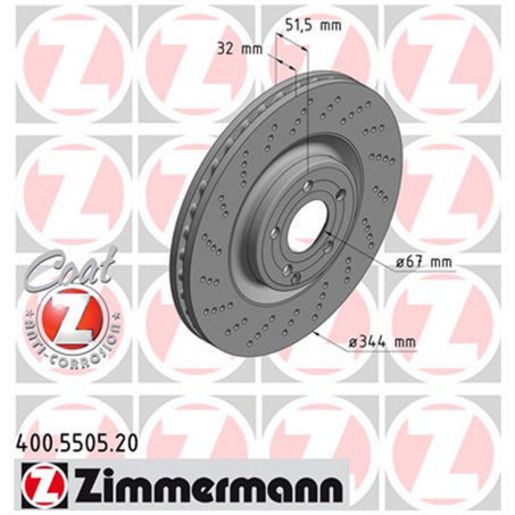 Zimmermann OE Coat Z Brake Rotor Pair 344mm Front 400.5505.20