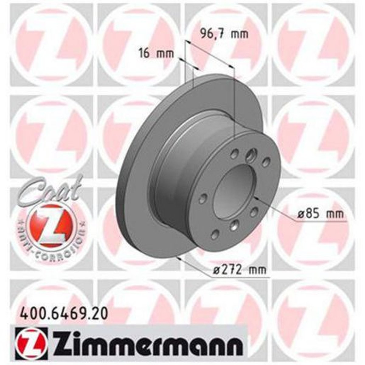 Zimmermann OE Coat Z Brake Rotor Pair 272mm Rear 400.6469.20