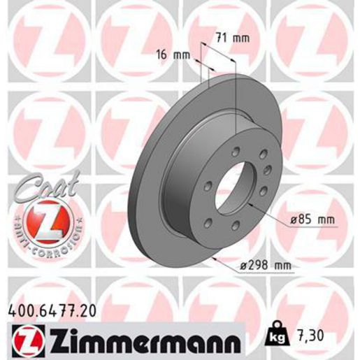 Zimmermann OE Coat Z Brake Rotor Pair 298mm Rear 400.6477.20