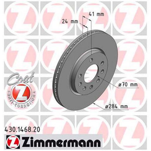 Zimmermann OE Coat Z Brake Rotor Single 284mm Front 430.1468.00