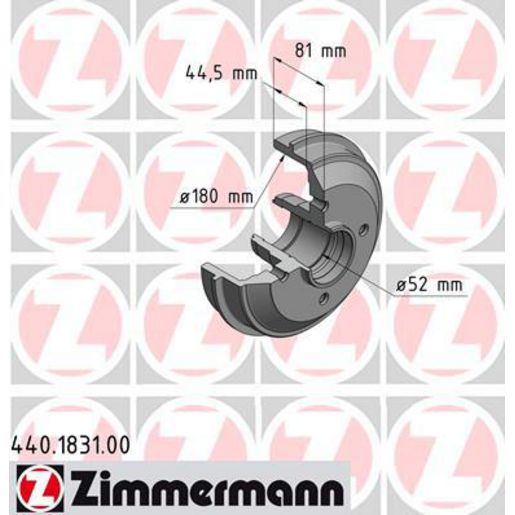Zimmermann Brake Drum Single 180mm Rear 440.1831.00