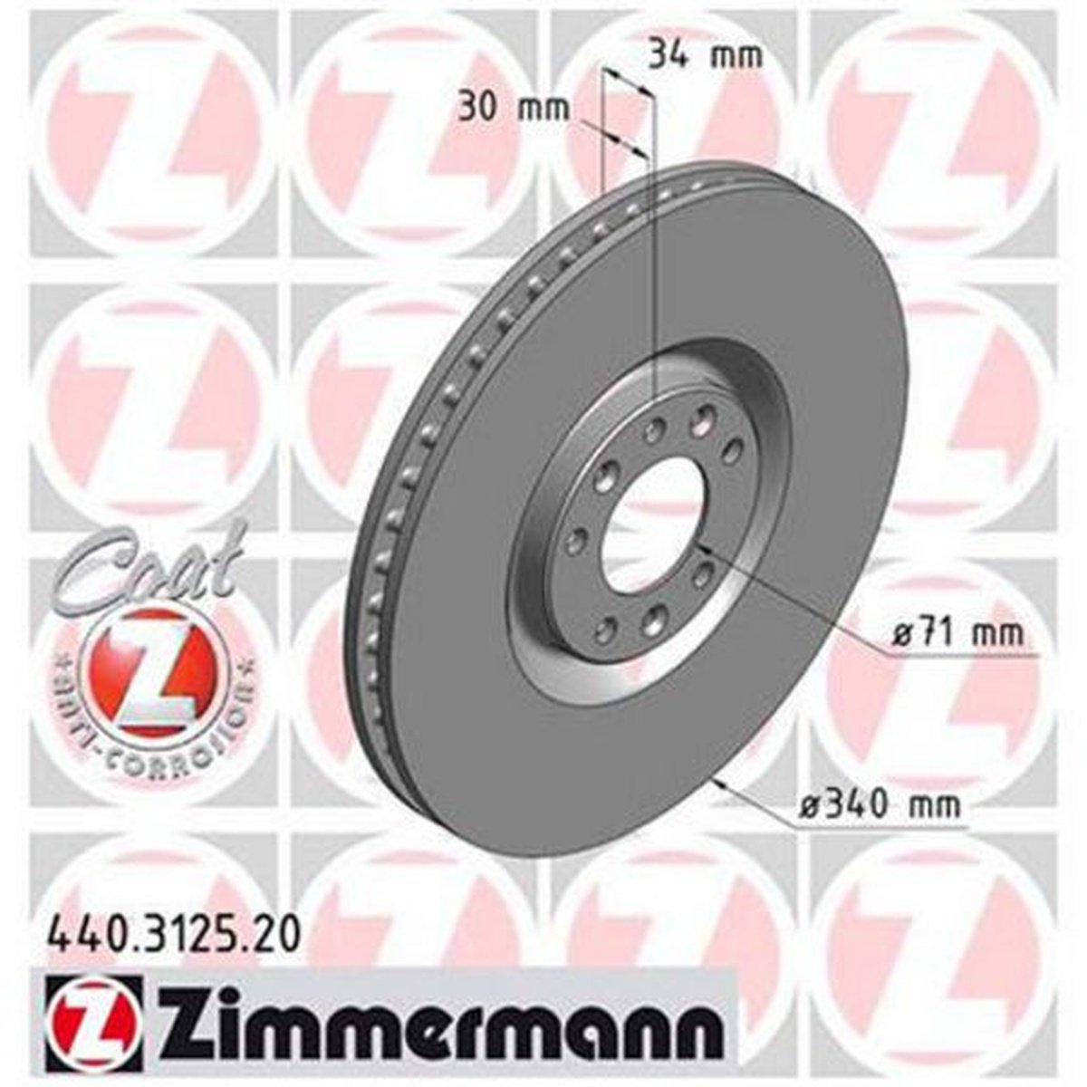 Zimmermann OE Coat Z Brake Rotor Pair 340mm Front 440.3125.20