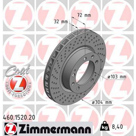 Zimmermann OE Coat Z Brake Rotor Single 304mm Front LH 460.1520.20