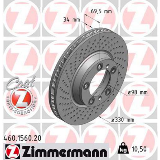 Zimmermann OE Coat Z Brake Rotor 330mm Front LH 460.1560.20