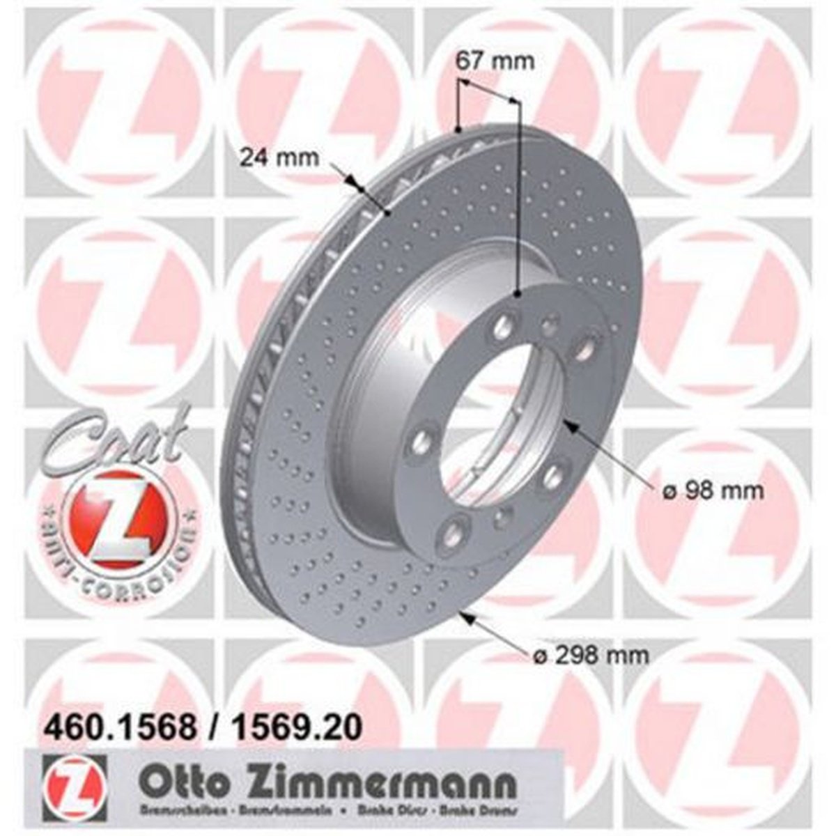Zimmermann OE Coat Z Brake Rotor 298mm Front RH 460.1569.20