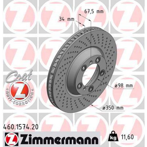 Zimmermann OE Coat Z Brake Rotor Single 350mm Front RH 460.1574.20